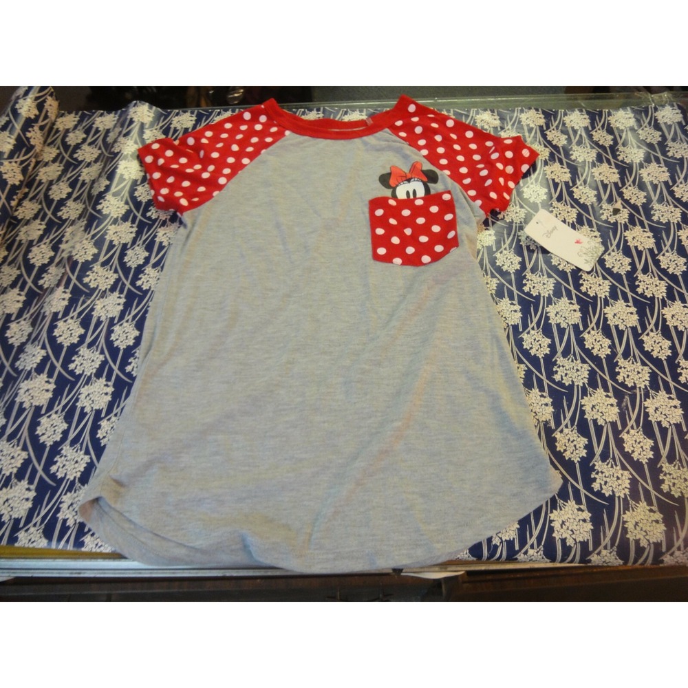 Disney Minnie Mouse gray red white S/CH 3/5 T-shirt top NEW